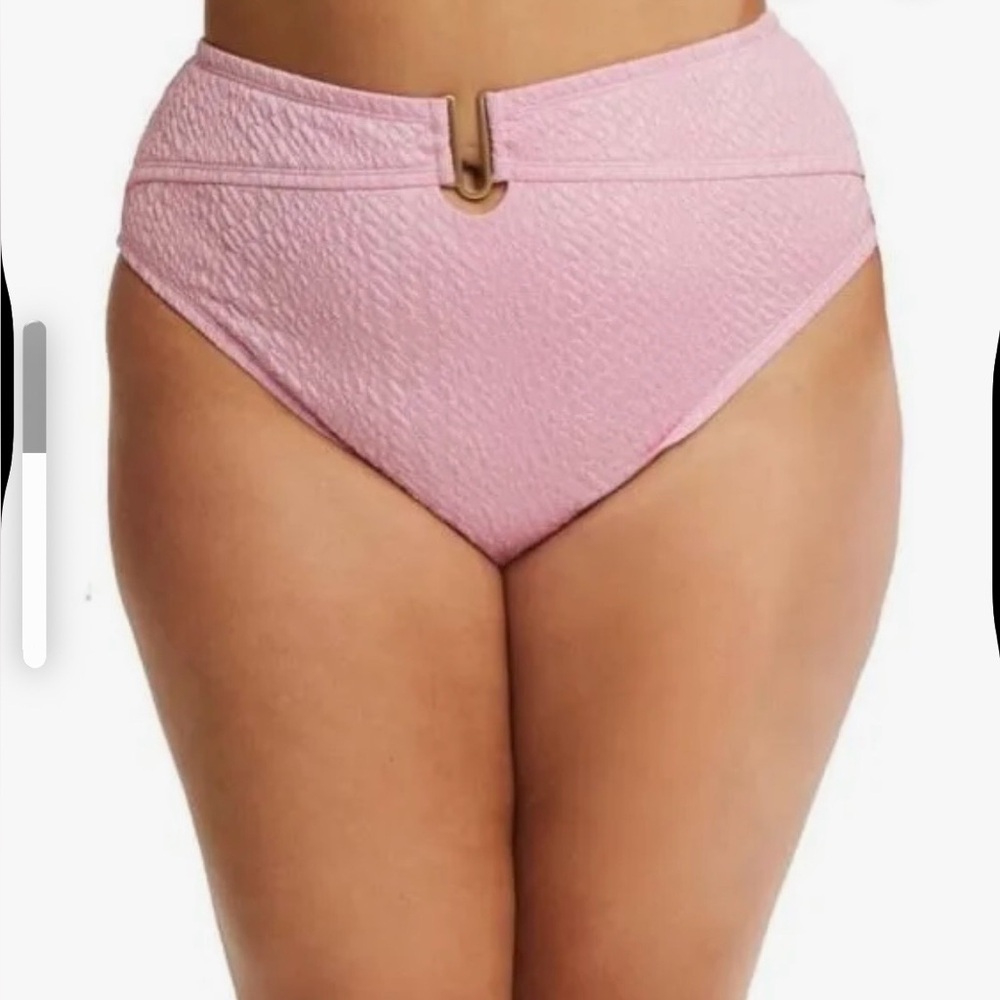 Time and Tru Pink Snakeskin Print High-Waisted Bikini Bottom